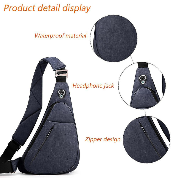 Enkeltskulders rygsæk Diagonal taske Vandtæt rejserygsæk Left Shoulder Blue