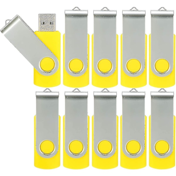 10-pack USB minnen USB 2.0 tumenhet Bulk-pack Snurrbar Memory Stick Vik lagring Jump Drive Zip Drive 10 Pack Yellow 10 Pack Yellow 4GB