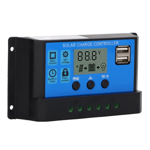 12V/24V Solcellepanel PWM-regulator med LCD-skjerm & MPPT-teknologi, 100A Fotovoltaisk Regulator