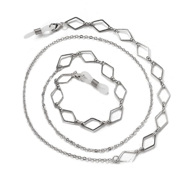 Slidstærk Brillekæde Læsesnor Sølv Silver LOZENGE