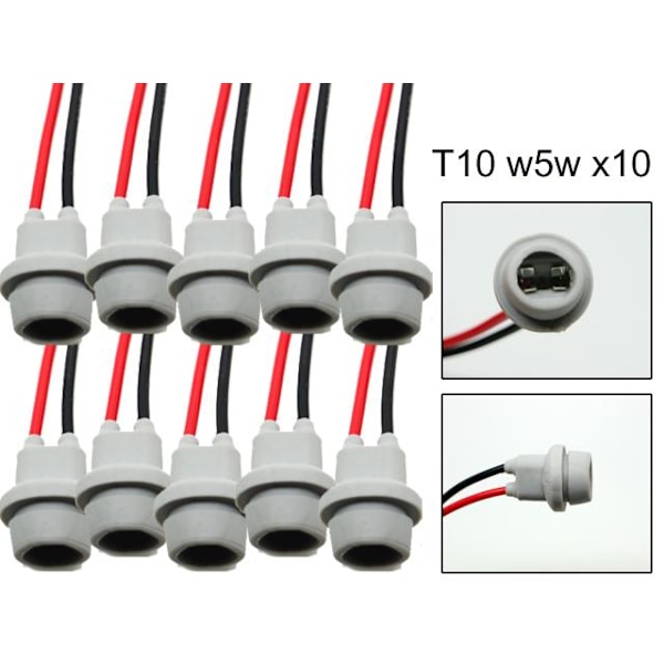 T10 w5w LED / halogen kontakter / sokkel fatning 10-pak mjuk Grey grå