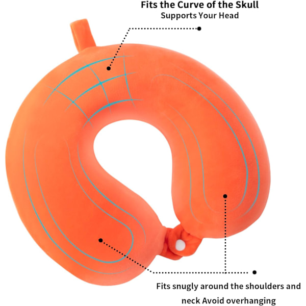 Rejsepude Nakkepude Memory Foam Rejsepuder Hovedstøttepude til fly Tog Bil Kontorrejser Essentielle flypuder til lang tid Orange Orange One Size