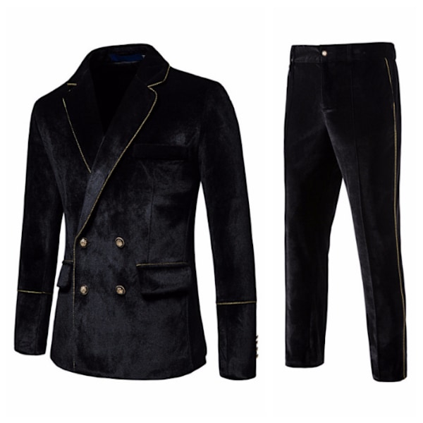 Slim Fit 2-delt herrejakkesæt med dobbeltradet bryllupsbal black black M
