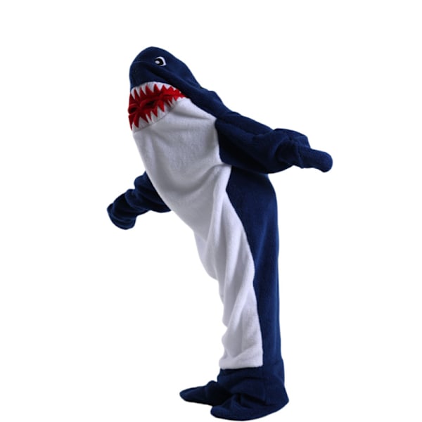 Hajformad sovsäck filt tecknad djur jumpsuit flanell herr och dam hem kläder haj pyjamas New dark grey shark New dark grey shark 150