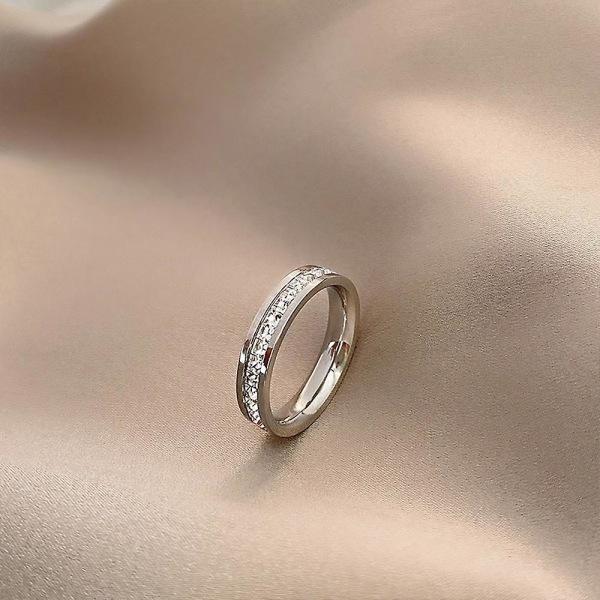 Gypsophila Ring Kvinnors Full Diamond Eternity Rings Förlovningsvigselring Silver 7
