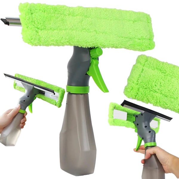 3-i-1 Manuell Fönstertvätt med Sprayflaska grön green