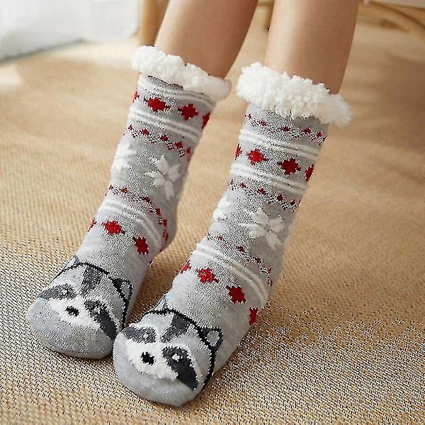 Söta varma strumpor Thicken Plus Cotton Vinter Damstrumpor Jul Kawaii strumpa Xmas Present Hem Golv Rum Rolig Sock S style 21