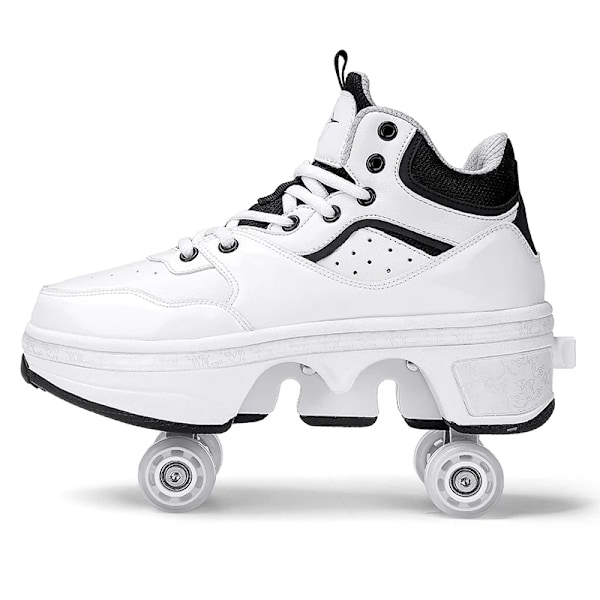Unisex Ungdoms Deformasjons Skøyte Sko Fire Hjul Runder Med Rulleskøyter Sko Casual Sneakers Deform Rullesko Himmelsblå Sky Blue 43 Foot length26.5cm