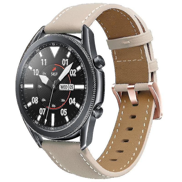 Garmin / Huawei / Samsung Passer forskjellige klokkemodeller, 18/20 mm lærreim med metallspenner, armbånd for menn og kvinner Khaki Khaki 18MM