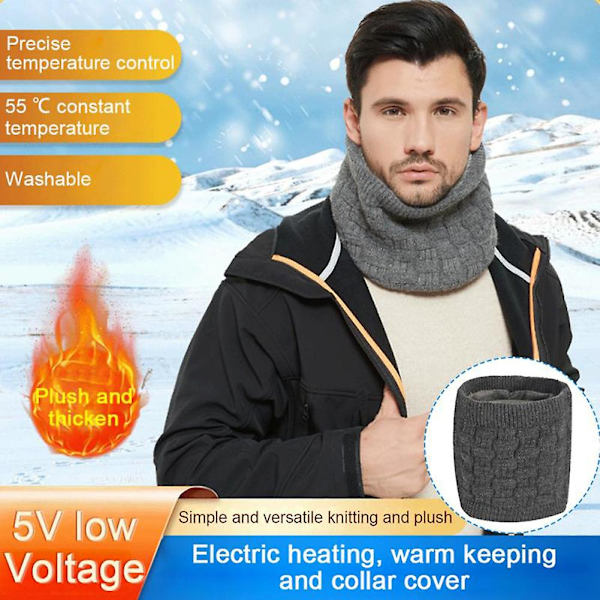 Unisex Höst Vinter Mjuk Tvättbar USB Laddning Värme Halsduk Cykel Halsvärmare Stad Black