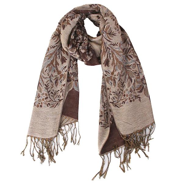 Kvinnor Varm Lång Cashmere Scarf Stor Sjal Tofsar Pashmina Coffee