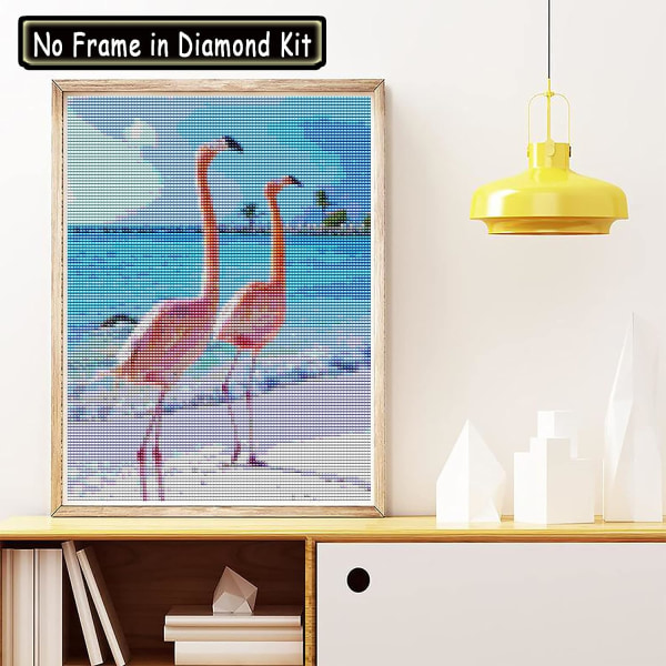 Gör-det-själv 5D- diamond painting Röd fågeldjur, Flamingo Art Sky Be