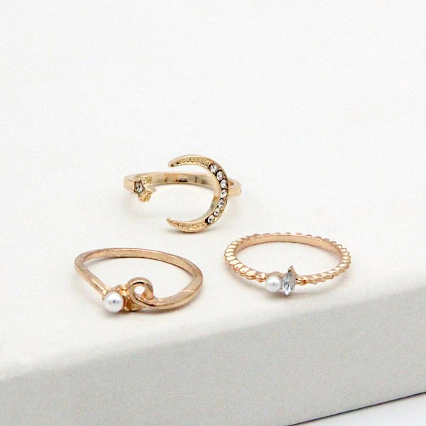 10st/ set Moon Star Ringar Dam Flickor Bohemian Set G One Size