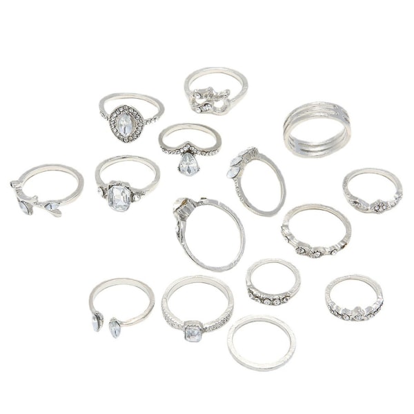 3 X 15pcs Trendy Finger Ring Fine Workmanship All Match Silver Color Hollow Out Women Ring For Going Out Silver