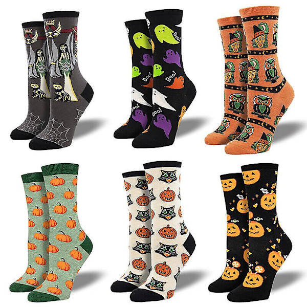 Tecknad Halloween strumpor bomull Rolig pumpa spöke printed kvinnor Casual strumpor F