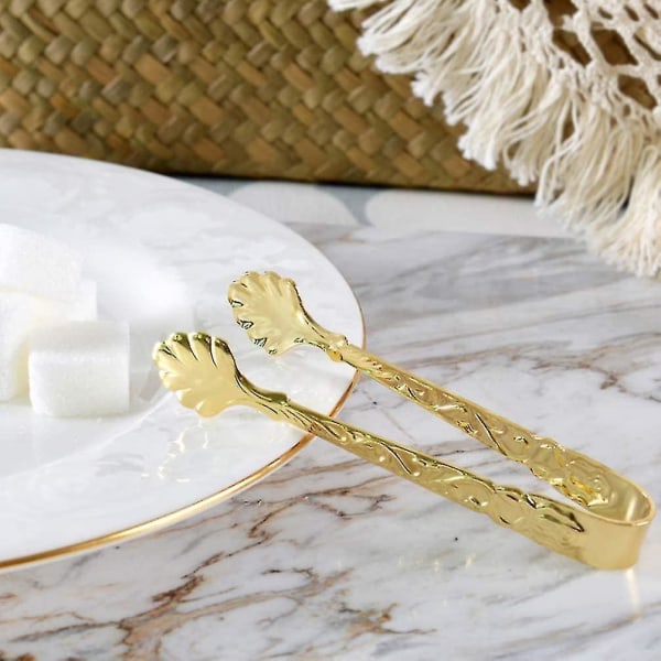 2 stykker Sockertång Rostfritt stål Ice Tangs Candy Bar Tång Ice Cube Tång Festdekorasjon gylden Gold