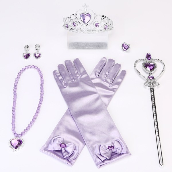 Prinsessapukeutumisasustaja Prinsessa Queen Wand ja Tiara Crown Dress Up Accessoarer Girl Set Purple