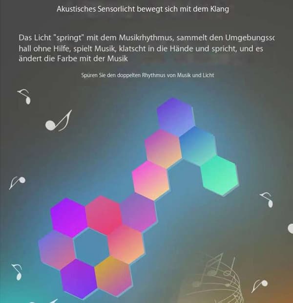 Hexagon LED-panel - 6 stk RGB Smart LED-panel lamper