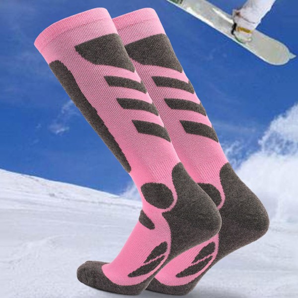 Farfi 1 par Knähöga skidstrumpor Svettabsorberande bomull Luftpermeabilitet Vandringsstrumpor för sport Pink M