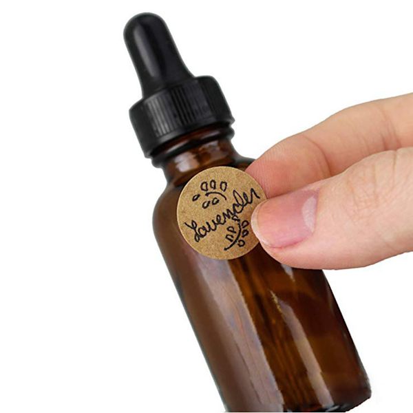 500 runda självhäftande bakpåsetiketter i kraftpapper, neutrala toner