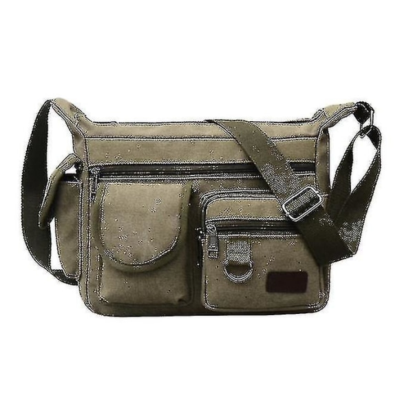 Men's Retro Canvas Messenger Bag, Outdoor Travel Large-capacity Casual Shoulder Bag ArmyGreen