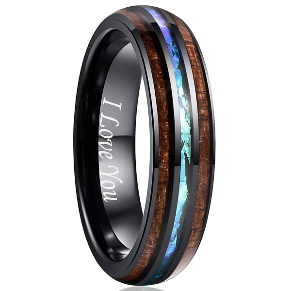 6 mm 8 mm bredd för män Abalone Opal Tungsten Carbide stålring F 31