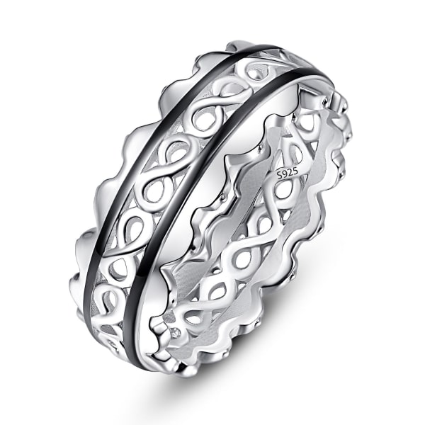 925 Sterling Silver 7 mm ihålig 5a Cubic Zirconia Ring Bröllopssmycken för kvinnor 7
