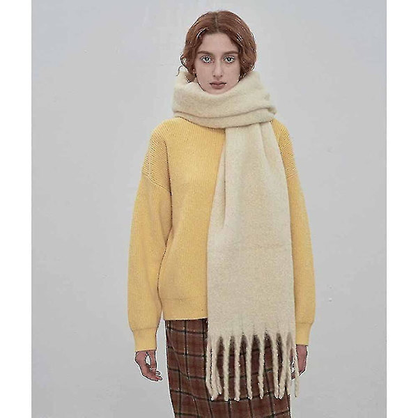 Stort tykt skjerf Fargerikt Cashmere Feel Oversized skjerf Teppe Mykt Stort ullsjal Tykt Vinter Varme Kvinner Beige