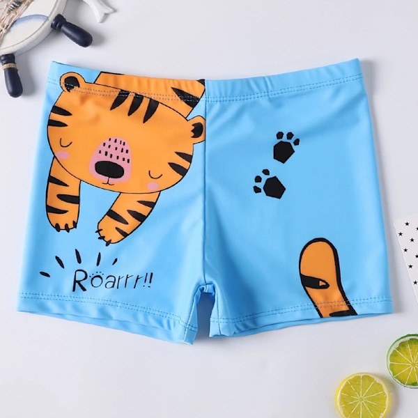 Pojkars badbyxor badkläder 2-9 år barn haj badbyxor strandkläder Tig Tiger L (3-4Years)