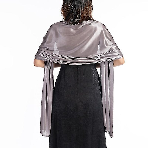 Sjalar Klänningar Kvällsfest Wrap Bröllop Satin Pure Color Cape Shrugs Boleros Dark Grey