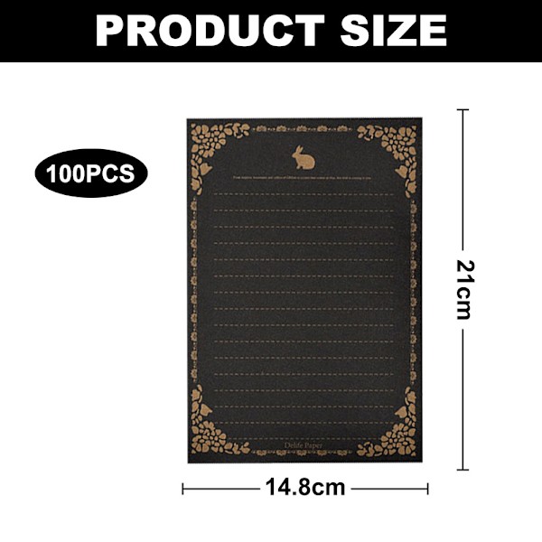 100 ark skrivpapper, brevpapper med linjer brev black