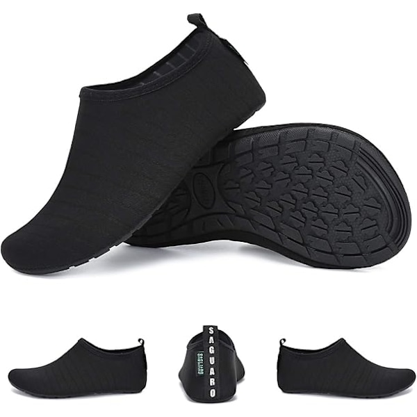 Herr och Dam Strandsko, Unisex Vattenskor Aqua Sockor Snabbtorkande Sim- och Vattenstrandsbadskor, Svart, 36-37EU