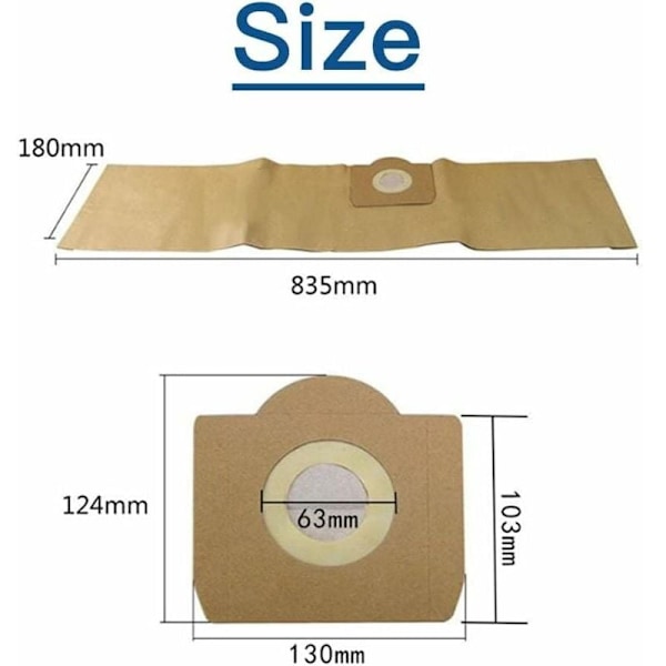Karcher WD3 Dammsugarpåsar, 5-pack raka dammsugarpåsar för Karcher WD3, WD 3 Premium, WD3200, WD3500P, A2204, A2534, SE4001..