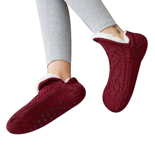 Tjocka varma Slipperstrumpor för kvinnor red 24cm