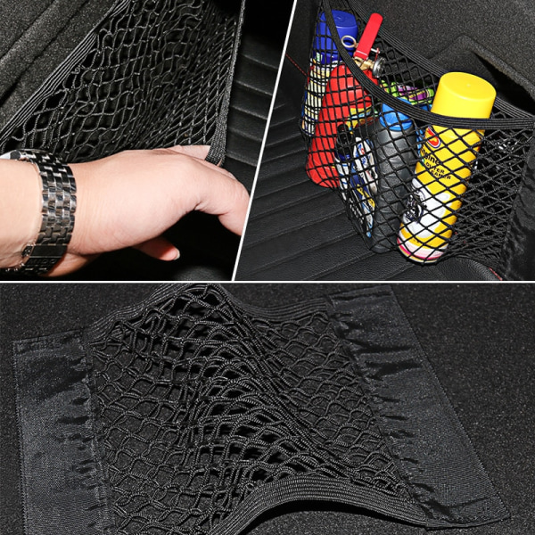 Bil Back Bakre Trunk Organizer Net Elastic Magic Sticker