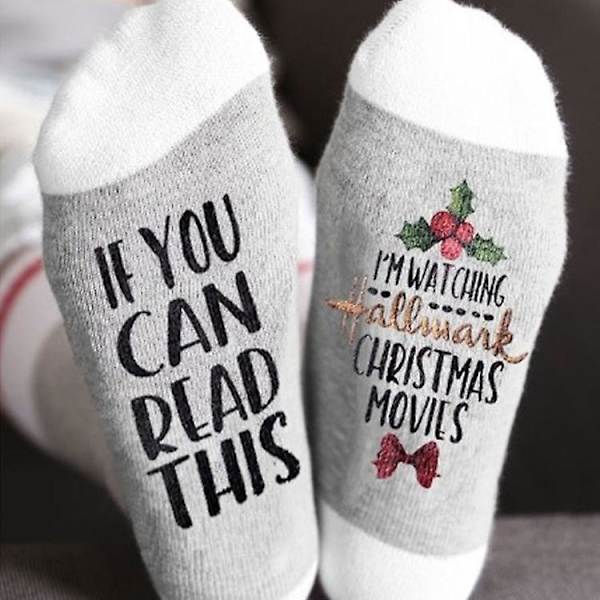 Julestrømper, fritidsstrømper, julesokker, If Letter-sokker, bomuldsstrømper, midtkalvestrømper, strømper til mænd og kvinder Christmas stocking red One size