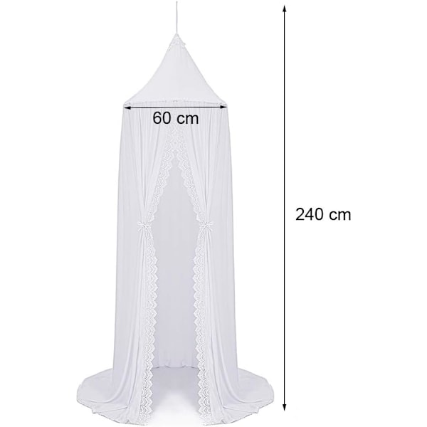 Sengehimler til børn, myggenet til baby, læsehjørne til børns soveværelsesdekoration (muslin, 60 * 240 cm, hvid)