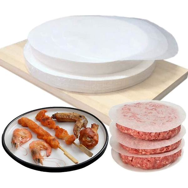 100 ST Runt foderpapir, fryst köttavskiljarpapir, non-stick dobbeltsidigt silikonpapir Round white 11.5CM