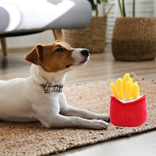 Pet Plysch tuggleksak Hundleksak resistent mot tuggande molarer för att lindra tristess pommes frites form