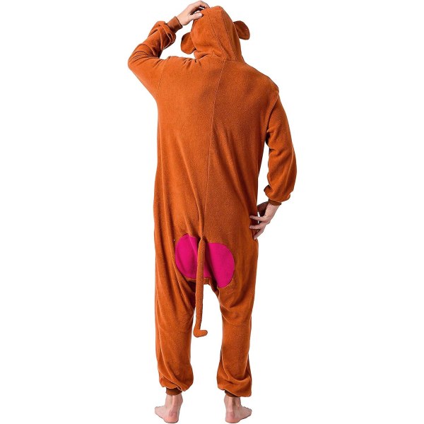 Herre og kvinders pyjamas Plys Onesie One-piece Monkey Animal Orange XL