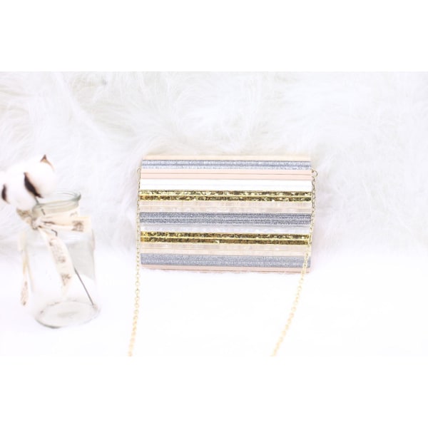 Sequin Sliver Panel Tri-fold Akryl Evening Bag