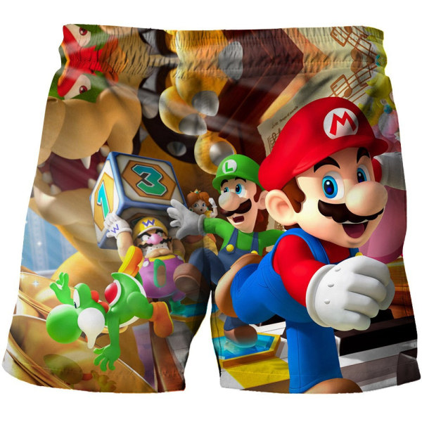 3D-printade Mario-shorts för barn, mellanstora och stora barn, casual tecknade strandshorts för pojkar No.4 110cm
