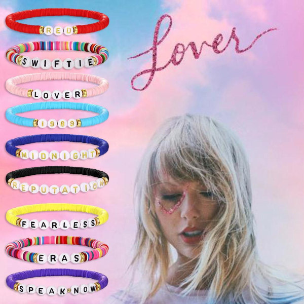 9PCS armbandsuppsättningar Taylor Swift Album inspirerade armband mode