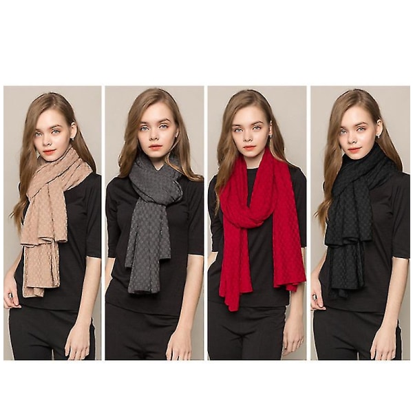 Utsökt ullscarf för kvinnor Lång ullmodescarf för kvinnlig höst vinter varm tjock halsduk Julklapp Gray