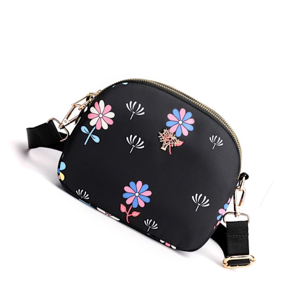 Alsidig nylon crossbody telefontaske Dragonfly & Flower Style Svart Sort