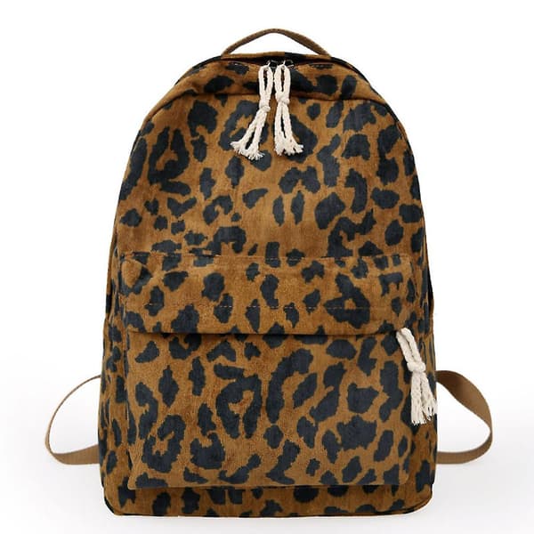 Kvinder Piger Rygsæk Leopard Print Stor Kapacitet Lynlås Mode til skolerejser