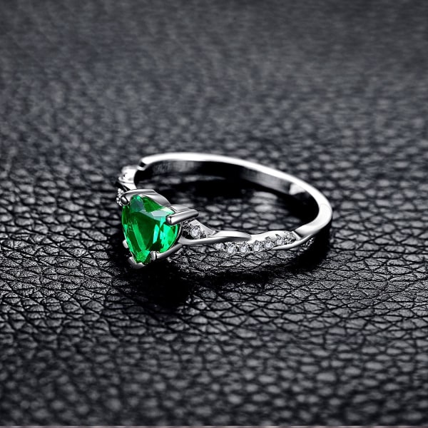 Ny hjärtformad grön zirkon 925 silverring vigselringar fina smycken förlovningsringar för kvinnor silver 8