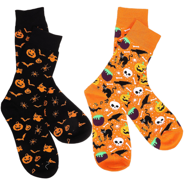 2 par Halloween sokker høje sokker lange strømper over knæ sokker Halloween kostume tilbehør As Shown 38X11cm