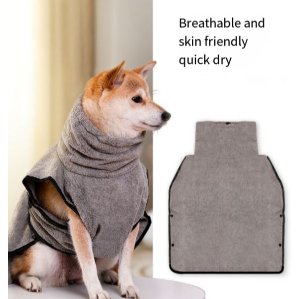 Hunde badekåpe hurtig tørkende absorberende håndkle Grey XL