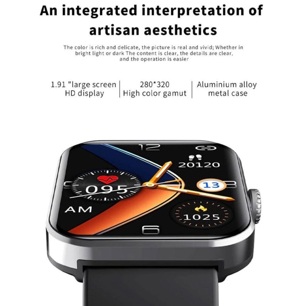 F57L Smart Watch Kropstemperatur Puls Blod Oxygen Information black F57L